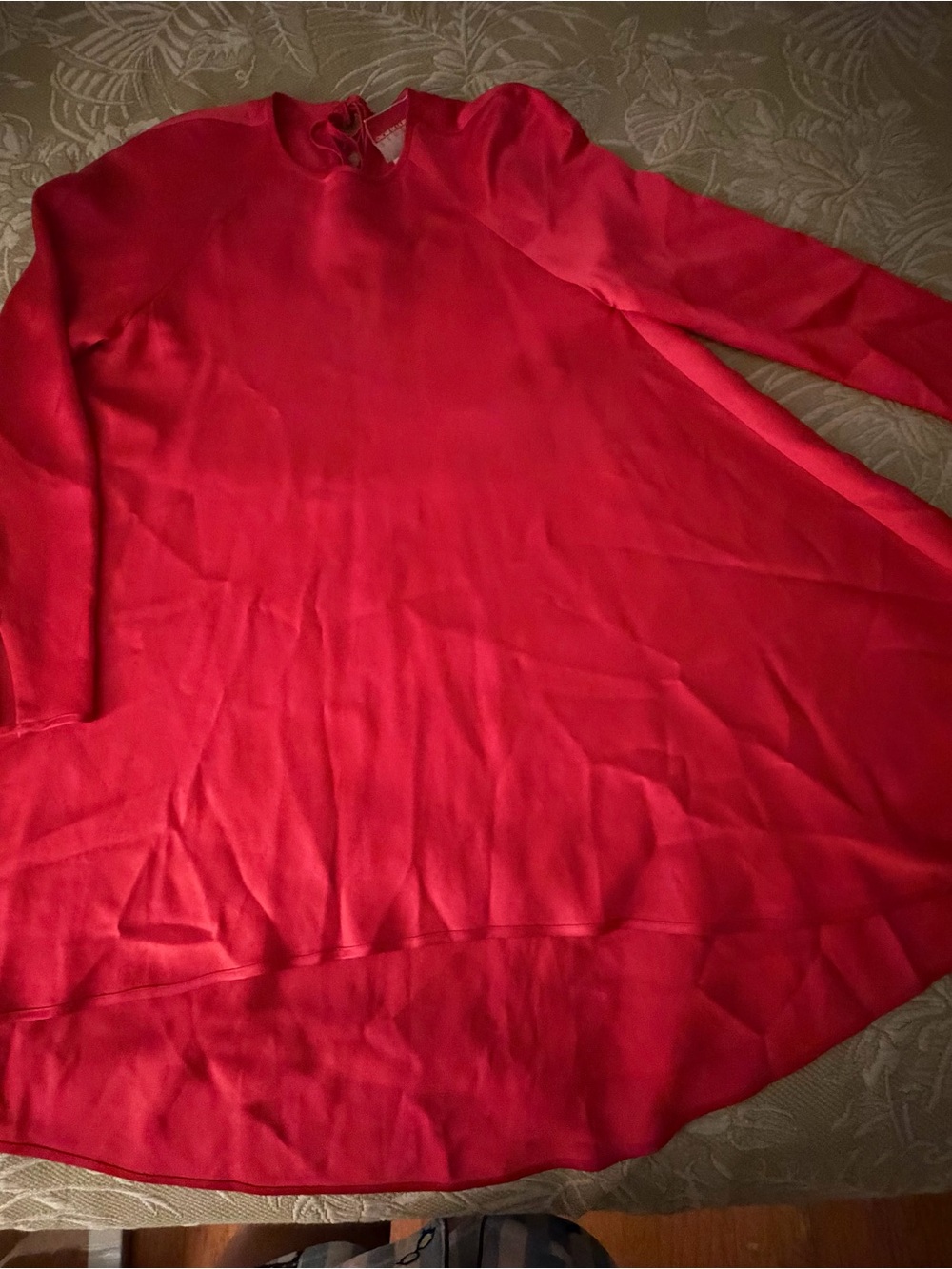 Oscar de la Renta Vibrant Red Swing Tunic with Keyhole Neck